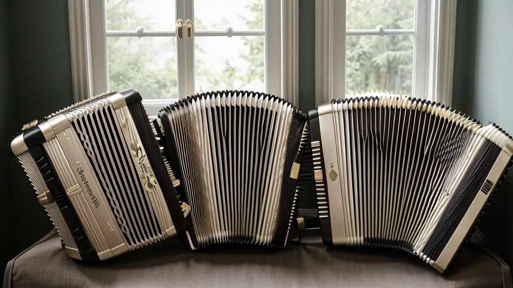 Der geöffnete Balg einer Ziehharmonika zeigt die Textur und den mechanischen Aufbau.